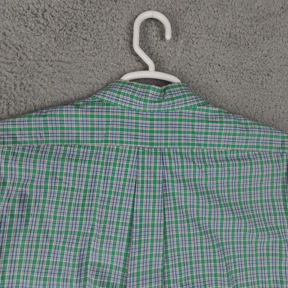 Polo Ralph Lauren Button Up Shirt Mens Large L Tartan Plaid Blue Small Pony